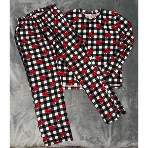 🎀 Checkered Pajama Set with Bow Accents